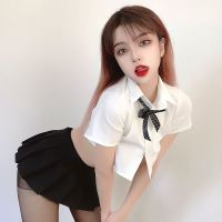 Womens Naughty School Girl Sexy Lingerie Erotic Shirts Crop Tops Pleated Skirts Cosplay Costumes Student JK Uniform Adult Game