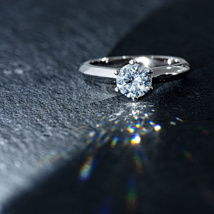 แหวนเพชรโมอิสสำหรับผู้หญิง-xfashion-แหวนปรับขนาดได้ประดับมงกุฎแบบคลาสสิกหกแฉกประดับเพชรโมอิสซาไนต์สี-d-แบบอเมริกัน