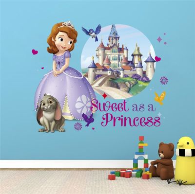 cartoon Lovely Princess Sofia dance  Children Kids Bedroom Switch Computer Decoration Wall Stickers Decal Art Mural