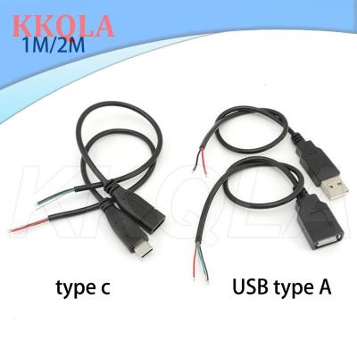 QKKQLA 2/4 Pin USB Female Jack Usb type C Male Female Connector Power Supply Data Line Charging Cable Extension repair wire diy Cord