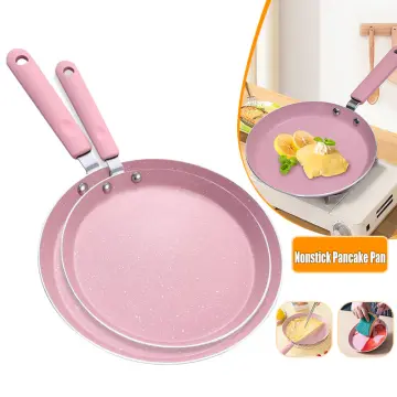 6 Inch Non-Stick Frying Pan Layer Cake Making Pan With Handle Crepe Pan for  Induction Cooker/Gas Stove/Opening Fire Pink/ Black