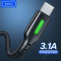 INIU 3.1A  Type C USB Cable LED Fast Charging Mobile Phone Charger Data USB C Cord For Samsung Xiaomi Mi Redmi Huawei Google LG Wall Chargers