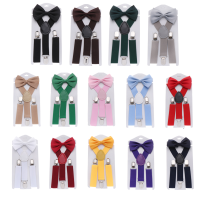 เด็กยืดหยุ่นSuspenders Bow Tieชุดจับคู่ชุดTuxedo Unisex Boy Girl Bowtieงานแต่งงานเครื่องแต่งกายปรับY-Backรั้งเข็มขัด-RU DAO TRADE