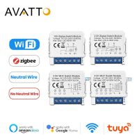 AVATTO Tuya ไฟอัจฉริยะ Wifi Zigbee โมดูลสวิตซ์  ไม่มีสายกลาง2วิธีควบคุม Mini DIY Breaker ใช้งานได้กับ Alexa Google Home