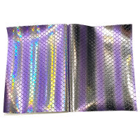 Multicolored Fish ScaleMermaid Pattern Embossed Holographic PU Faux Leather Fabric Sheet for ShoeBagClothing