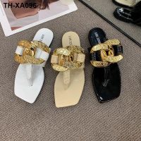 the summer of 2023 new big yards slippers buckle flat thong beach shoes women and America