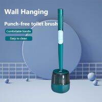 Refillable Cleanser Toilet Brush Set Wall-Mounted with Drain Water Holder TPR Flat Brush Cleaning Tools Bathroom Accessories