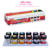 Bộ Màu Vẽ Lọ 12 Màu Poster Pentel POC-12E Lọ 12ml - Hộp Nhựa