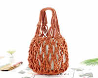 New straw bag thick cotton woven bag portable cotton net bag casual handbag beach bag