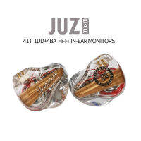 Juzear ชุดหูฟังอินเอียร์ 41T 1DD+4BA มอนิเตอร์ IEM 10 ยูนิต HiFi Hi-Res พร้อมสายเคเบิลชุบเงิน 2 Pin 0.78 มม.