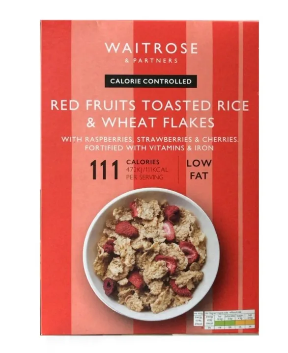 Waitrose Essential Red Fruit Toasted Rice & Wheat Flakes เวทโทรส เอสเซน ...