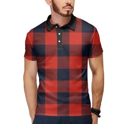 Summer New Lattice T-Shirt 3d Print Pattern Mens Polo Casual Business Short-Sleeved Oversized Polo Shirt Fashion Sports Tops
