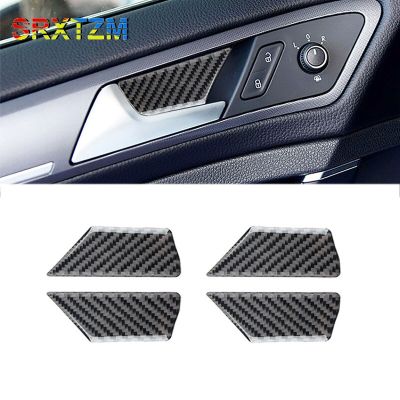 Serat Karbon Pegan Pintu ภายใน Mobil Mangkuk Penutup Bawah Stiker Untuk Volkswagen Vw Golf 7 Gti Mk7 2013-2017