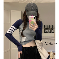 Natlux เสื้อแขนยาวผญ เสื้อคลุมหญิง เสื้อกันหนาว ผญ เสื้อสเวตเตอร์ เสื้อไหมพรมผญ เสื่อฮู้ดหญิงคู่ เสื้อแขนยาวหลวม 2023 ใหม่ 36Z230908