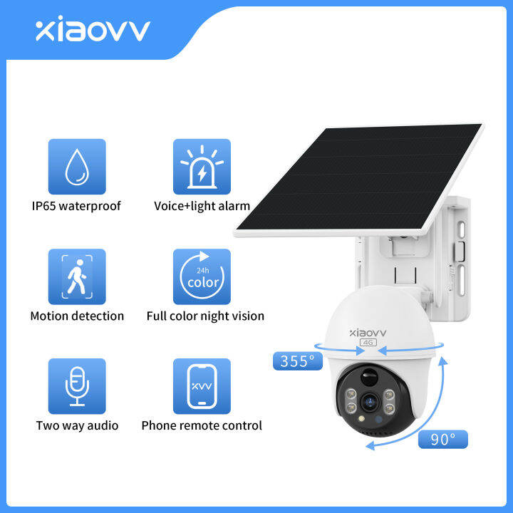 Xiaovv P9 4G Pro Outdoor Solar PTZ Camera 2K HD 1296P Cctv Wireless ...