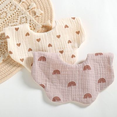 Cotton Gause Baby Bibs 360 Degree Flower Infant Bib Newborn Burp Cloths Bandana Scarf for Kids Baby Girls Feeding Saliva Towel