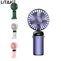 Usb Hand-held Portable Mini Fan Folding Digital Display Office Desktop Electric Fan With A Neck Lanyard