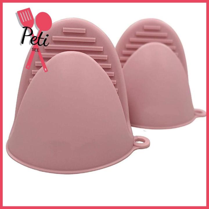 Silicone Oven Mitts, 4pcs Silicone Kitchen Pot Holders, Silicone Pot Holder  Mini Oven Heat Resistant Oven Mitt Pot Holder (blue+pink)