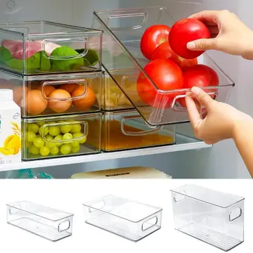 2pcs Refrigerator Storage Bins, Pantry Organization And Storage Baskets,  Stackable Food Fridge Organizers With Cutout Handles For Freezer, Kitchen,  Co