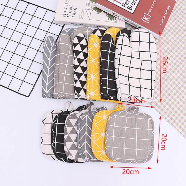 1-piece-cute-non-slip-yellow-gray-cotton-fashion-nordic-kitchen-cooking-microwave-gloves-baking-bbq-potholders-oven-mitts