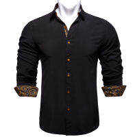 Clássico Preto Camisa Masculina Camisa De Festa Para Homem Botão Turn-Down Colarinho Homem Camisas สาเหตุมังงะ Longa Primavera Retalhos Blusa