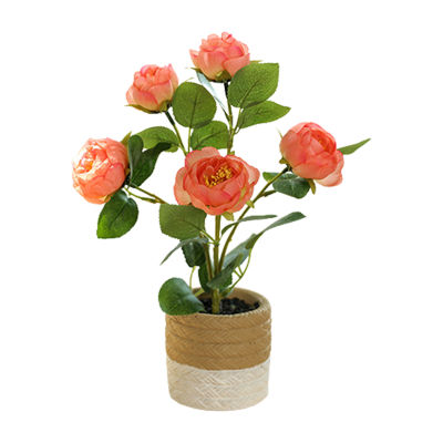 Wedding Realistic Indoor Home Decor Office Bouquet 5 Heads Tabletop Living Room In Pot Rose Artificial Flower