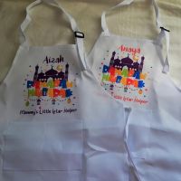 Customized Personalized kid Apron Mommy’s little Iftar helper boy girl Eid al Fitr Mubarak Muslim Islamic Ramadan Kareem gift Traps  Drains