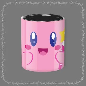 kawaii Kirby Anime Cartoon Mugs with Lid Ceramic Coffee Cup Breakfast Milk  Juice Tea Handle Cup Office Home Birthday Present