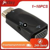 1 10PCS HDMI-compatible Male to VGA Female Adapter HD 1080P Audio Cable Converter For PC Laptop TV Box Computer Display