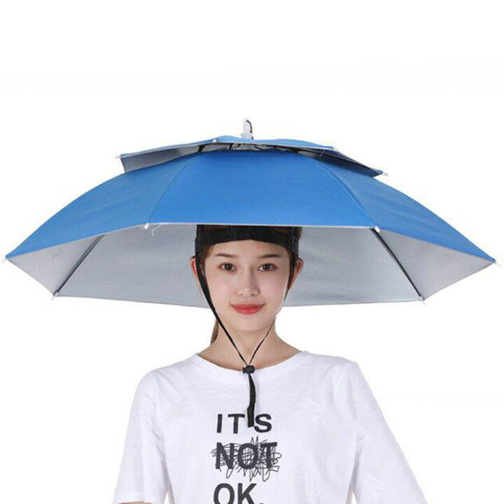 Large Storage Double Hat Umbrella Convenient Open Ventilation Rainproof