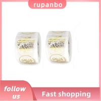 RUPANBO039392692 2 Rolls ปาร์ตี้งานปาร์ตี้ ฟอยล์สีทอง กาวในตัว รูปทรงกลม สติ๊กเกอร์ฉลากสติ๊กเกอร์ ม้วนฉลาก สติกเกอร์ติดผนัง ขอบคุณนะครับ