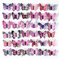 12PCS House Decoration Stereo Butterflies Refrigerator Stickers  Removable 3D Home Decor Wall Stickers Wall Stickers  Decals