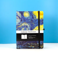 Corderona Van Gogh Bullet Dotted Journal กระดาษหนา 160 แกรม Vincent Starry Night แถบยางยืดด้านหลังกระเป๋า B6 ปกแข็ง Bujo Dot Grid Notebook