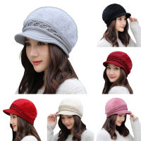 hang qiao shop   Autumn And Winter Knitted Hat Female Thermal Rabbit Fur Hat Knitted Windproof Knitted Hat Female Beanies