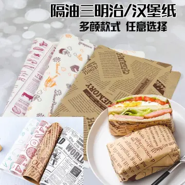 50pcs Plaid Sandwich Packaging Paper, Paper Bread Wrapper For Baking