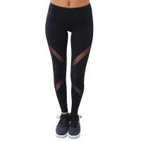 CHRLEISURE Sexy Women Leggings Gothic Insert Mesh Design Trousers Capris Pants Black Sportswear Woman Fitness Tick Tock Booty