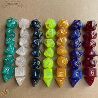 GUJI1817559 7Pcs/set อะคริลิค สำหรับ TRPG DND D4 D6 D8 D10 ลูกเต๋าเกม เกมตาราง ลูกเต๋าหลายด้าน ลูกเต๋า DND