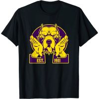 [COD]ใหม่ เสื้อยืดลําลอง แขนสั้น พิมพ์ลาย Fraternity Omega 1911 Bulldog Hand Sign Psi Purple Phi DIY 1 สีดํา แฟชั่นฤดูร้  CTFQ