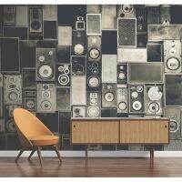 Free Shipping Hot Customize Wall Stickers Black White Speaker Wall Mural Decals Creative Design for Home Deco Photo Wallpaper