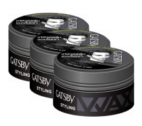 Gatsby Hair Styling Wax Mat &amp; Hard แก๊สบี้ แว็กซผม สีเทา (โฉมใหม่) 75g. x 3กระปุก