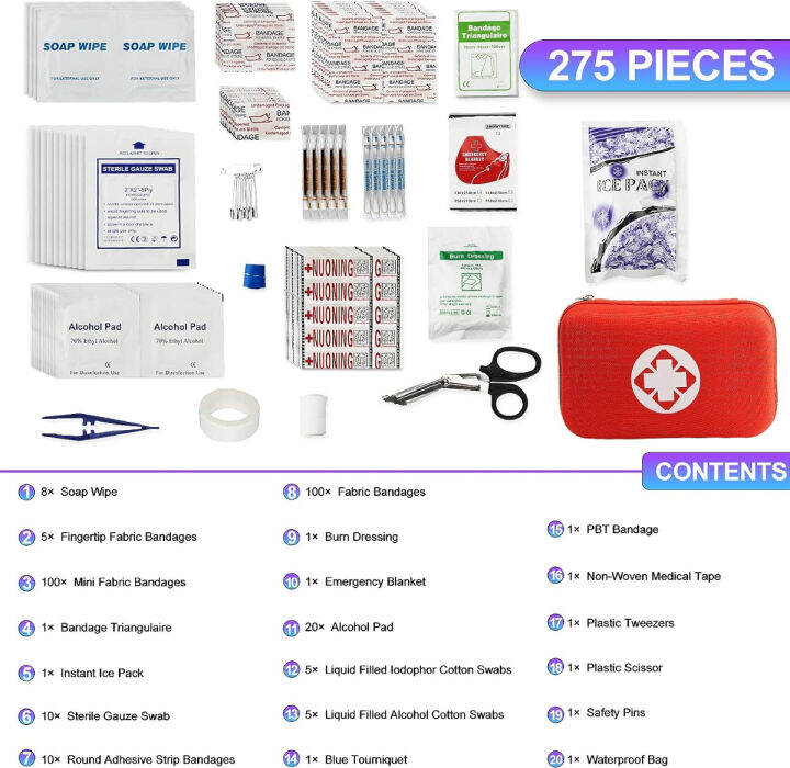 275pcs-travel-first-aid-kits-for-car-emergency-preparedness-items-urgent-accident-essentials-kit-survival-gear-equipment-for-sports-college-dorm-student-home-boat-red-yiderbo