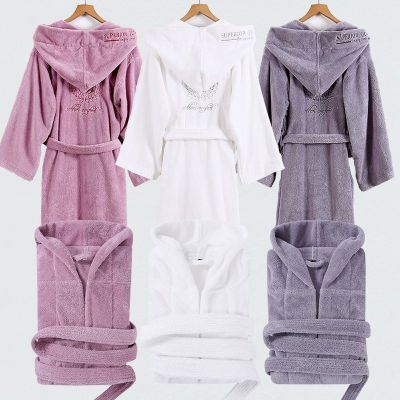 Bathrobe Mens Robe Winter Cotton Bathrobe Long Towel Fleece Nightgowns for Male Solid Thick Sleepwear with Waistband Bridesmaid