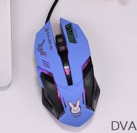 LED กระพริบเล่นเกม6ปุ่มเกมแบ็คไลท์เมาส์ D. VA Reaper มีสาย USB เมาส์สำหรับเครื่องพีซีคอมพิวเตอร์ &amp; Mac Overwatch เกมเมอร์