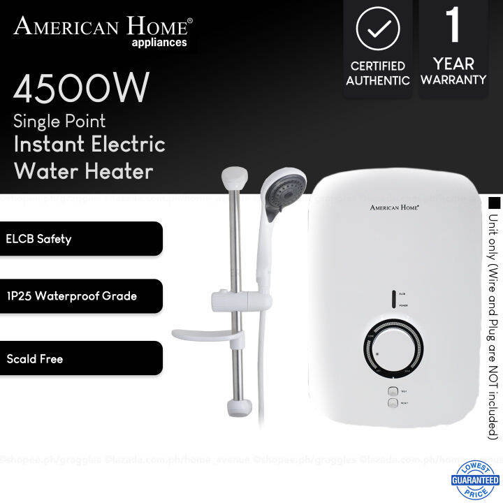 American Home Instant Water Shower Heater Single Point Knob Control  AIWH-4500W | Lazada PH