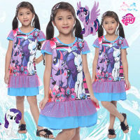 Dress for kids girl My Little Pony ชุดเดรส ชุดเดรสเด็ก ชุดเดรสเด็กหญิง ลายมายลิตเติ้ลโพนี่ สีม่วง เสื้อแขนสั้นกระโปรงพอดีเข่า สุดน่ารัก