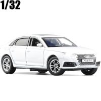 [AhQ ornaments] 1/32 Scale Audi A4 Diecast รุ่นรถสีดำสีขาวสีฟ้าพร้อมแสงและเสียงสำหรับของขวัญเด็กคอลเลกชันของเล่น