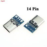 ขั้วต่อ Usb 3.1 Type C 2ชิ้นช่องปลั๊กตัวเมีย14พินช่องผ่านรู E65b 24pin Diy Pcb