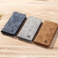 New Fashionable Men Leather ID Credit Multi card Holder Clutch Coin Long Retro Purse Slim Vintage Frosted Wallet Pockets