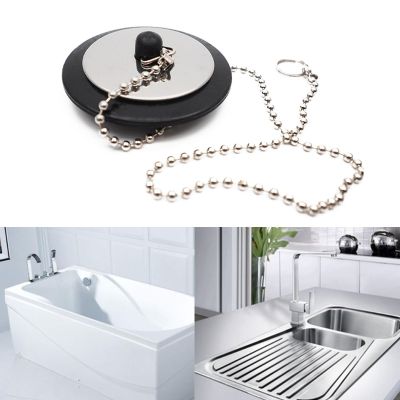 Rubber Tub Stopper with Chain Sink Strainer Stopper Kitchen Barthroom Sink Drain Plug 1Pack