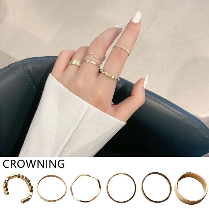 six-piece-set-of-rings-personalized-fashion-plain-ring-adjustable-ring-hip-hop-ring-c50